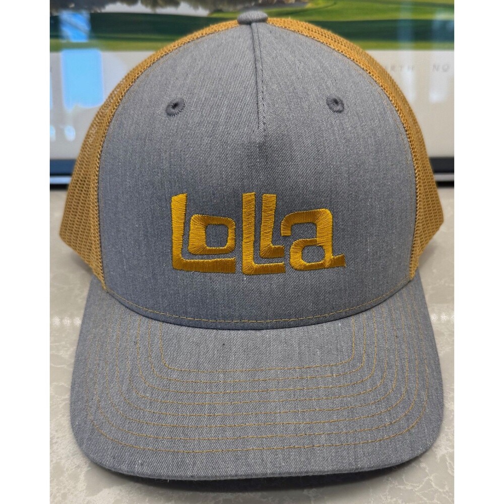 Lollapalooza Lolla - Richardson Trucker Hat - Men's Adjustable - Gray / Yellow